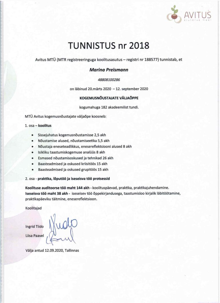Kogemusnõustaja Marina Preismann