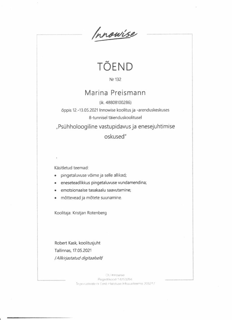 Psühholoogiline vastupidavus ja enesejuhtimine